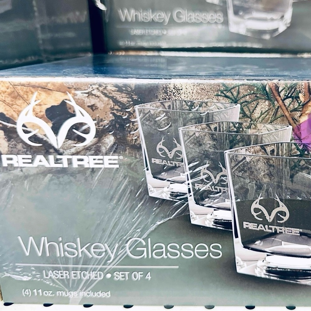 Realtree Laser Etched Whiskey Glasses Set4 11oz